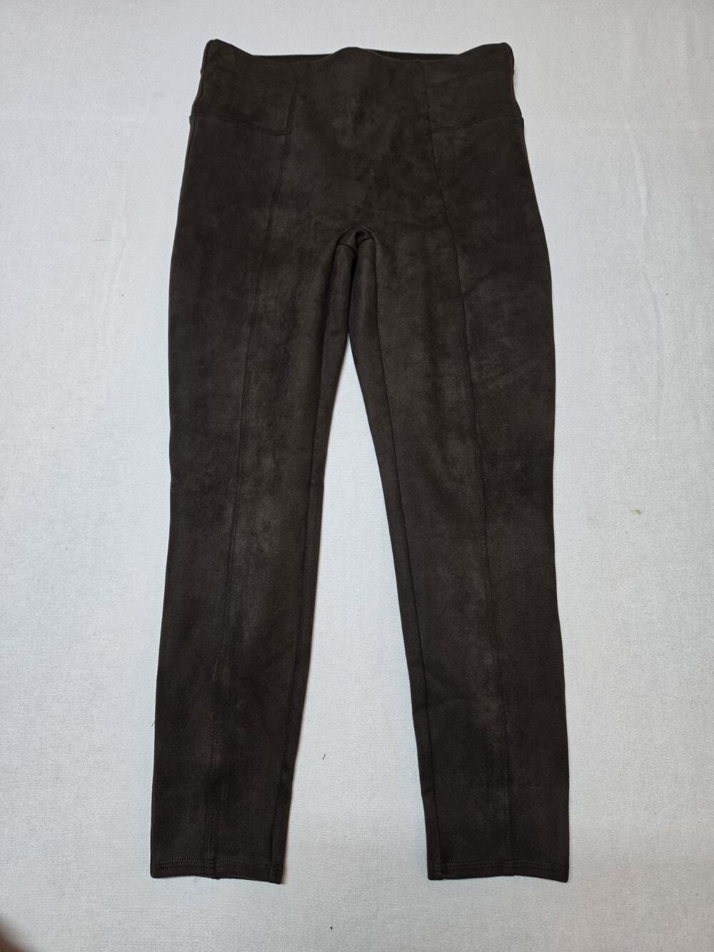 SPANX Faux Suede Leggings Women’s Size L Petite Brown High Rise Skinny Pants